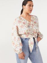 Load image into Gallery viewer, The Linen Tie-Front Print Top
