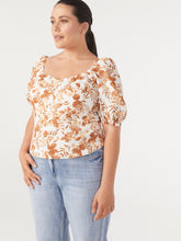 Load image into Gallery viewer, The Linen Puff Sleeve Print Top
