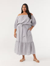 Load image into Gallery viewer, The Off Shoulder Stripe Maxi Dress

