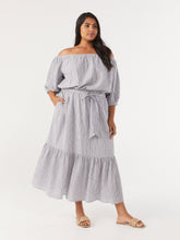 Load image into Gallery viewer, The Off Shoulder Stripe Maxi Dress
