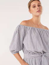 Load image into Gallery viewer, The Off Shoulder Stripe Maxi Dress
