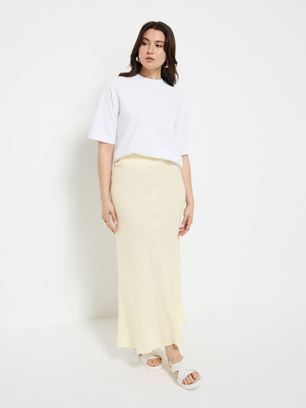 Flat Front Linen Skirt