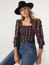 Load image into Gallery viewer, The Shirred Cotton Check Top
