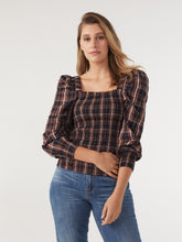 Load image into Gallery viewer, The Shirred Cotton Check Top
