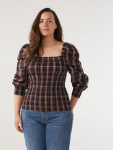 Load image into Gallery viewer, The Shirred Cotton Check Top

