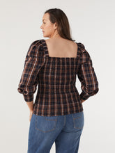 Load image into Gallery viewer, The Shirred Cotton Check Top

