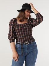 Load image into Gallery viewer, The Shirred Cotton Check Top

