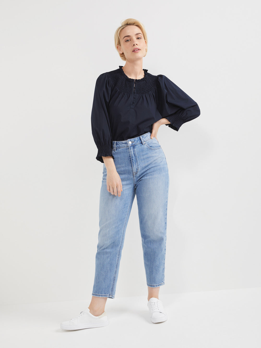 The Cotton Voile Shirred Detail Top