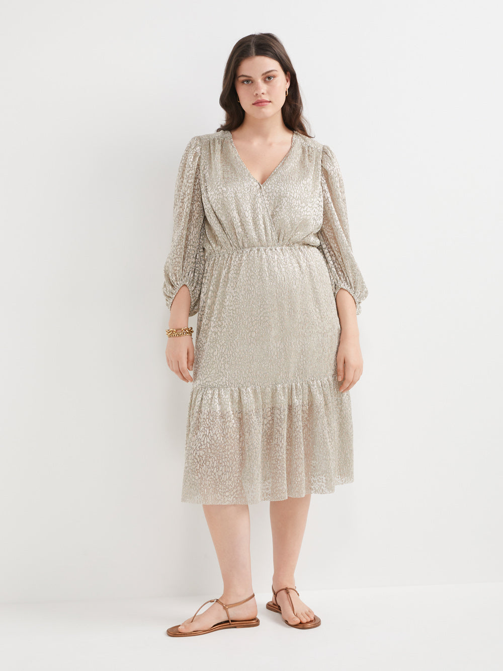 The Metallic Wrap Dress