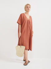 Load image into Gallery viewer, The V-Neck Linen Kaftan Dress
