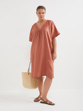 Load image into Gallery viewer, The V-Neck Linen Kaftan Dress
