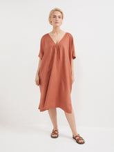 Load image into Gallery viewer, The V-Neck Linen Kaftan Dress
