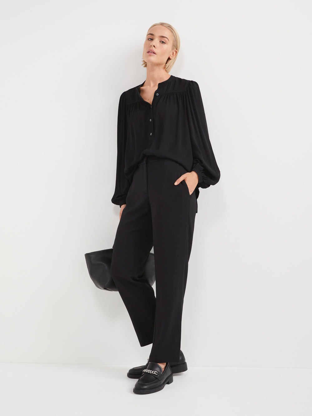 The Half Placket Draped Top