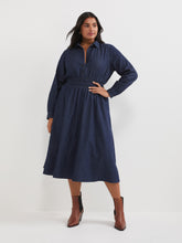 Load image into Gallery viewer, The Chambray Waisted Shirt Dress
