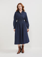 Load image into Gallery viewer, The Chambray Waisted Shirt Dress
