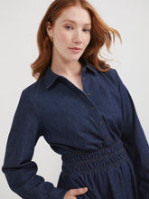 Load image into Gallery viewer, The Chambray Waisted Shirt Dress
