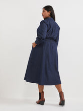 Load image into Gallery viewer, The Chambray Waisted Shirt Dress

