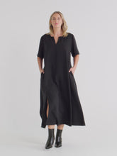 Load and play video in Gallery viewer, The Draped Twill Midi Dress
