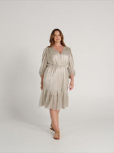 Load and play video in Gallery viewer, The Metallic Wrap Dress
